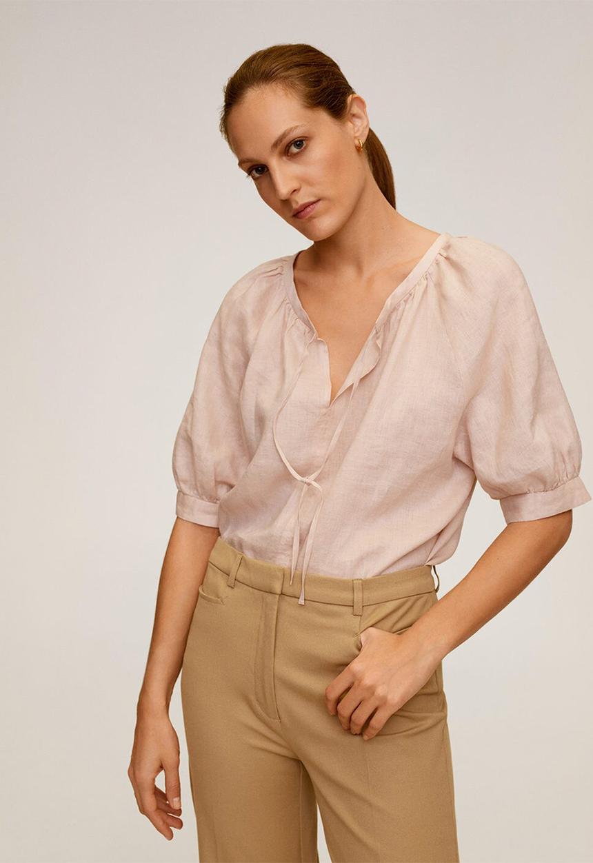 MANGO - Blouse santa - light pastel pink