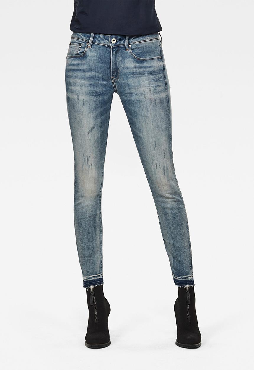 G-STAR - 3301 mid skinny ripped ankle jeans - blue 