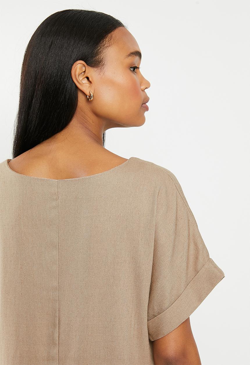 edit - Linen ss tunic dress - taupe