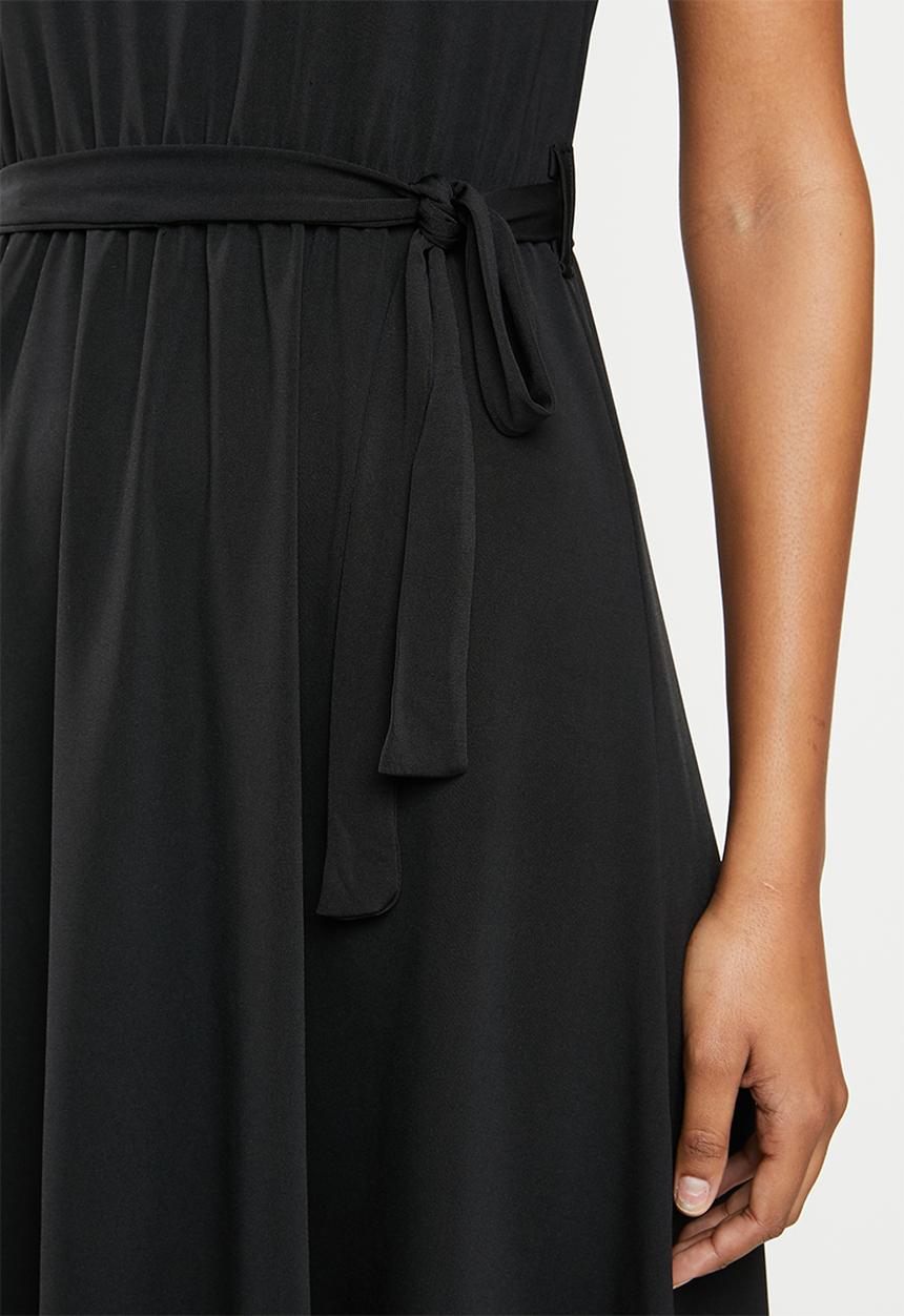 edit - Sleeveless flare hem tie fit & flare dress - black