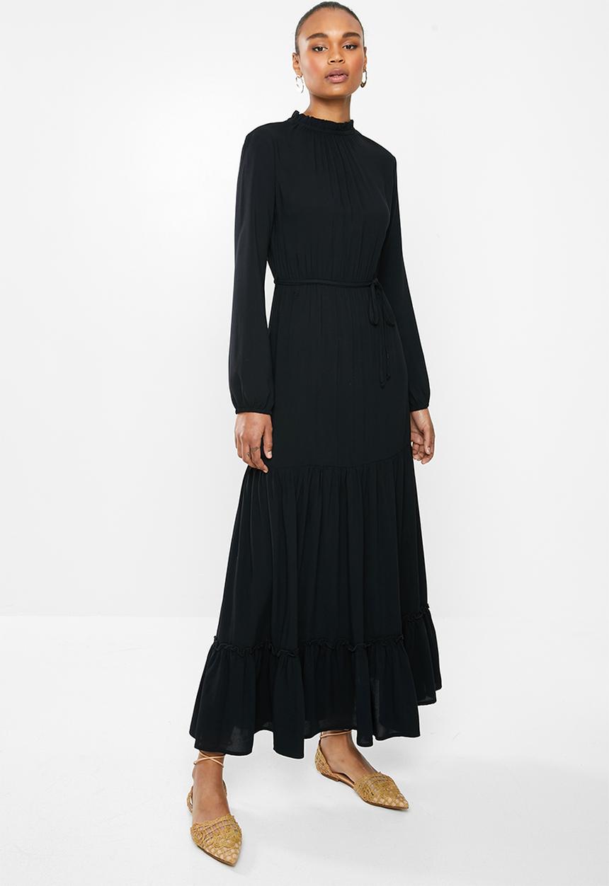 edit - Tiered maxi dress - black