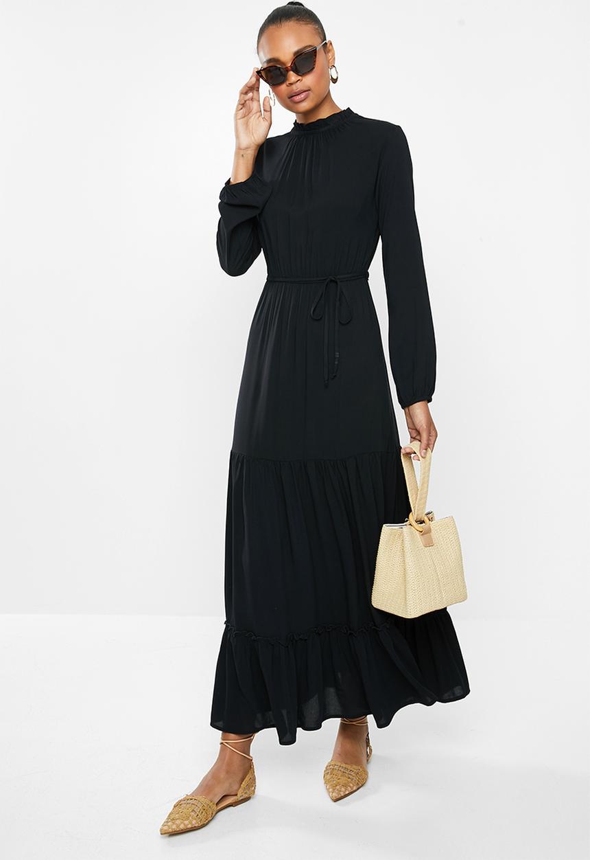 edit - Tiered maxi dress - black