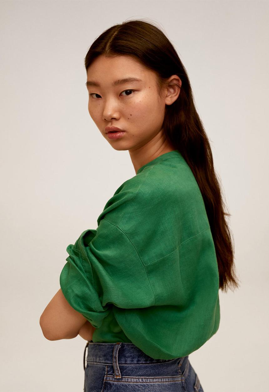 MANGO - Shirt liniki - green