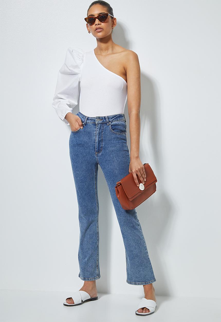 Superbalist - Combo fabric one shoulder top - white