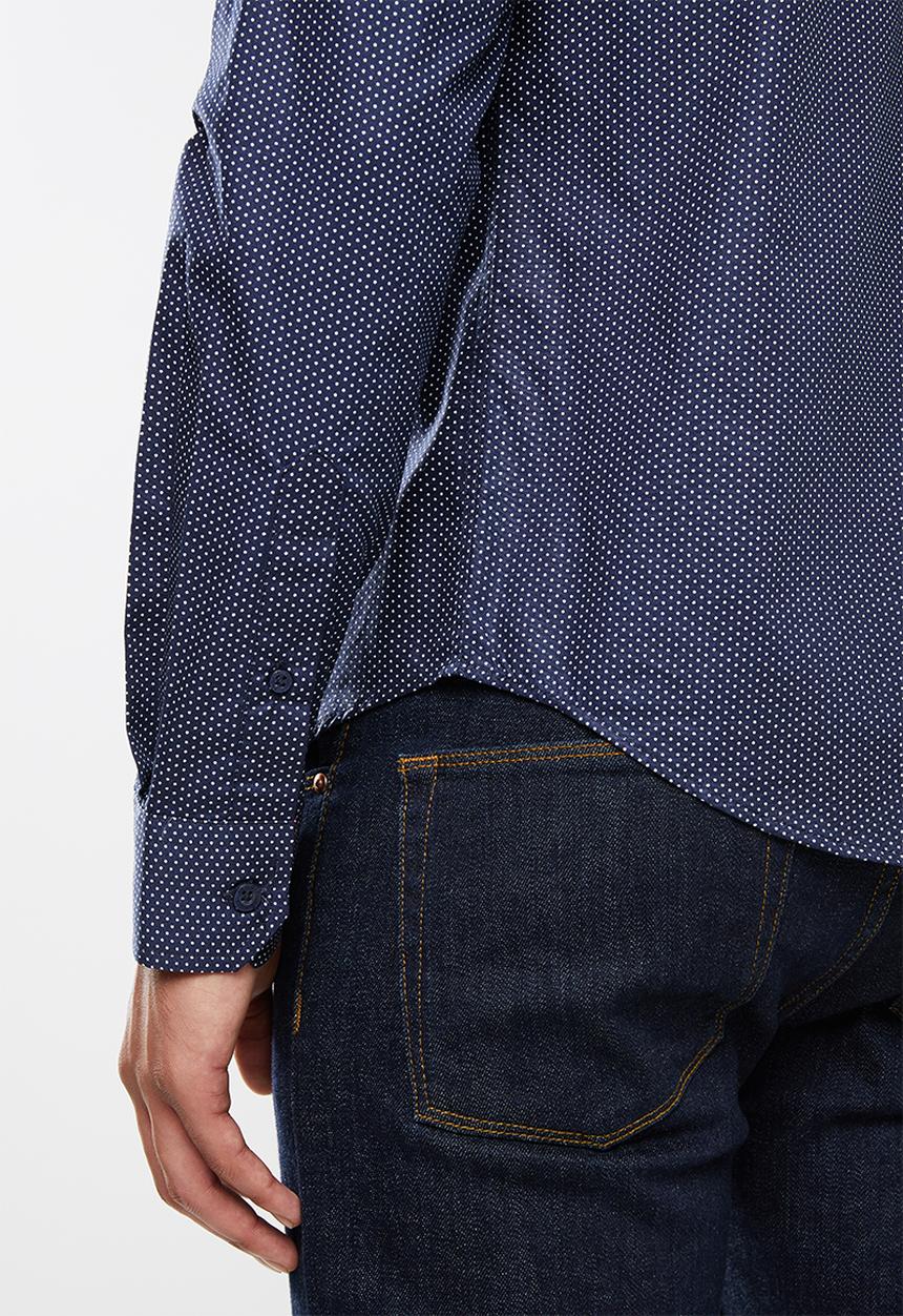 Pringle of Scotland - Blake long sleeve styled  shirt - navy & white