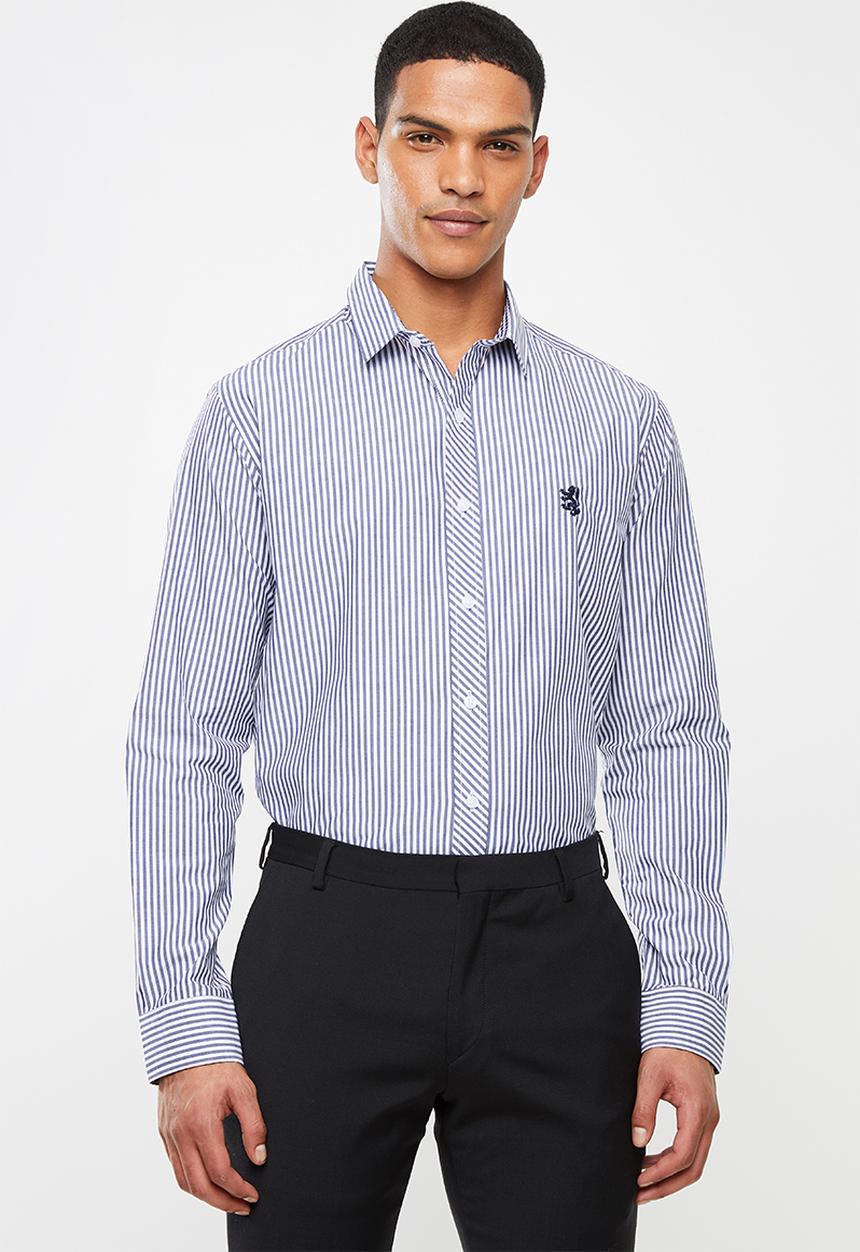 Pringle of Scotland - Daxton long sleeve styled shirt - navy & white