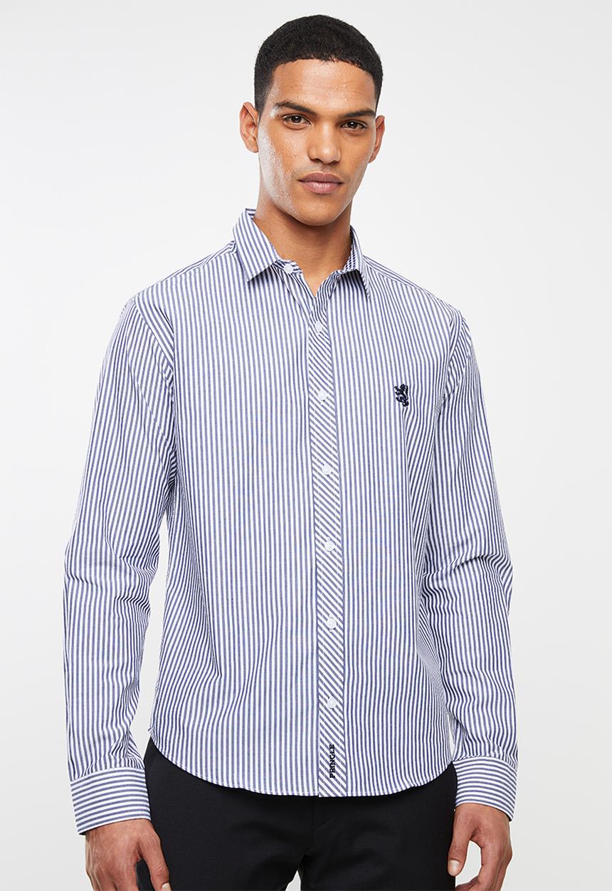 Pringle of Scotland - Daxton long sleeve styled shirt - navy & white