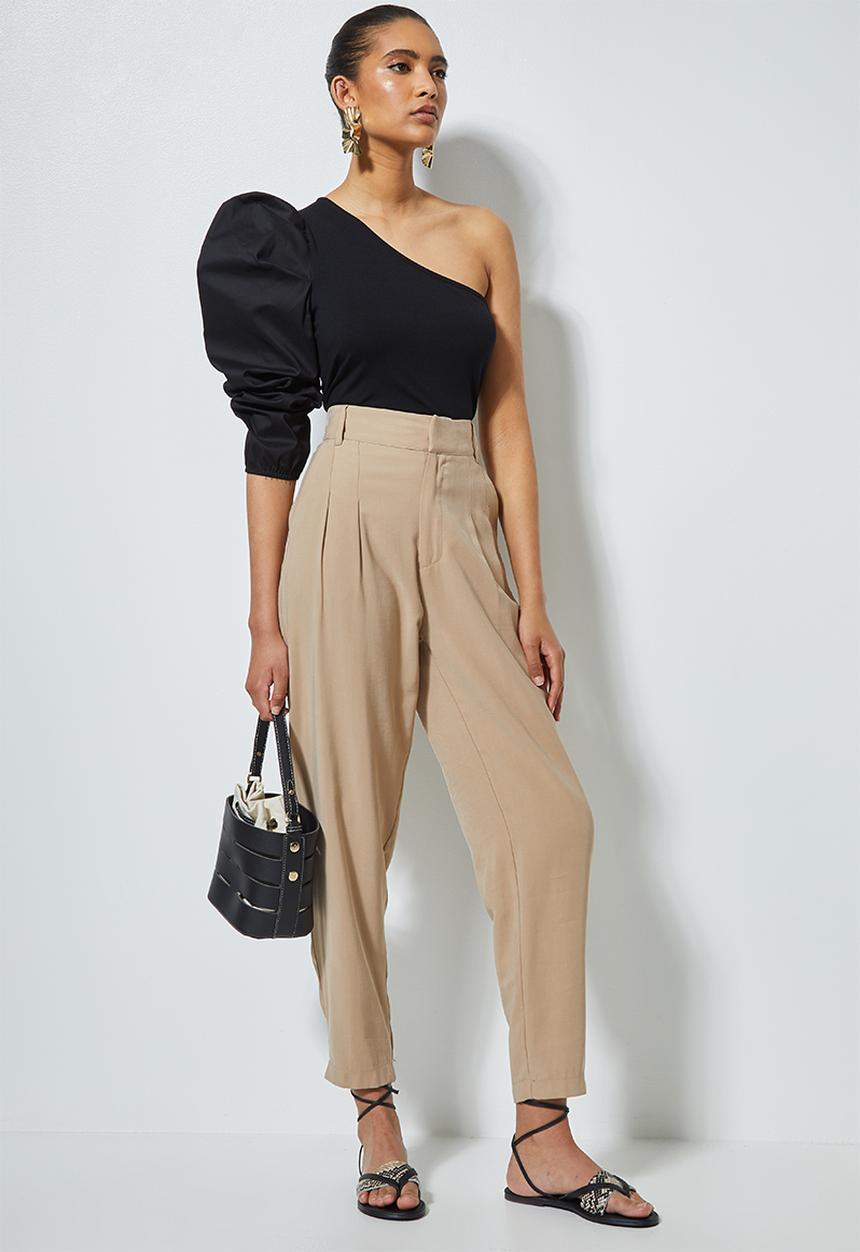 Superbalist - Combo fabric one shoulder top - black