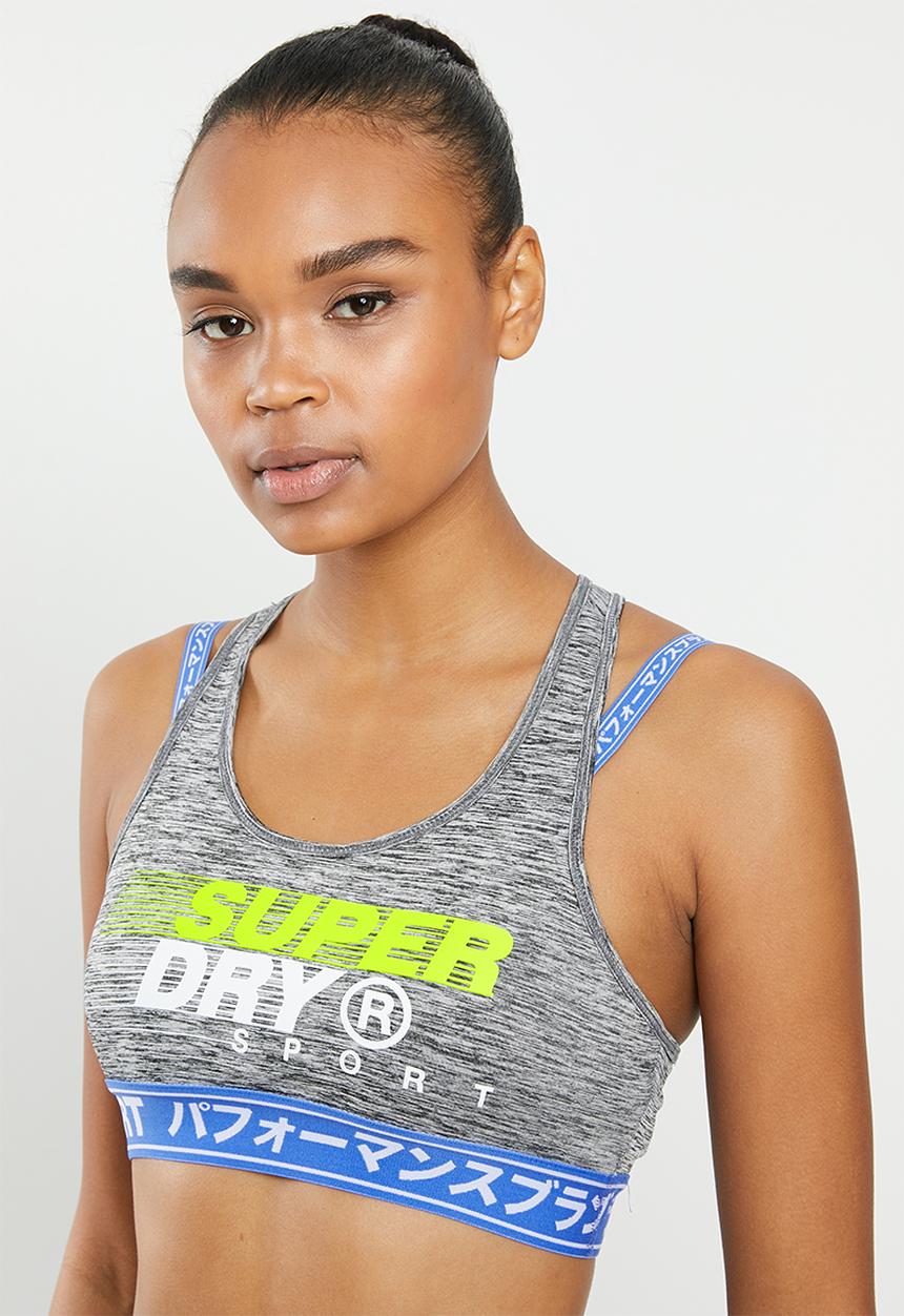 Superdry. - Training graphic bra - blue & grey 