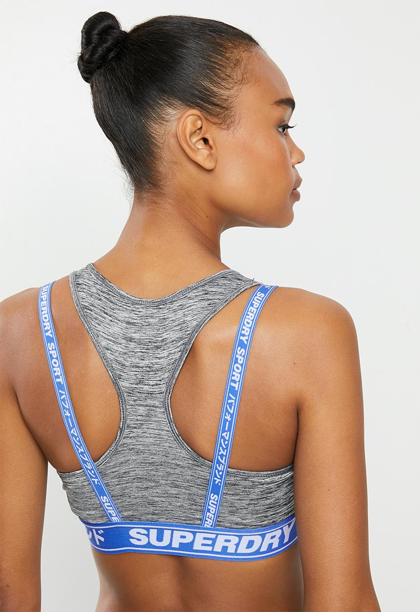 Superdry. - Training graphic bra - blue & grey 