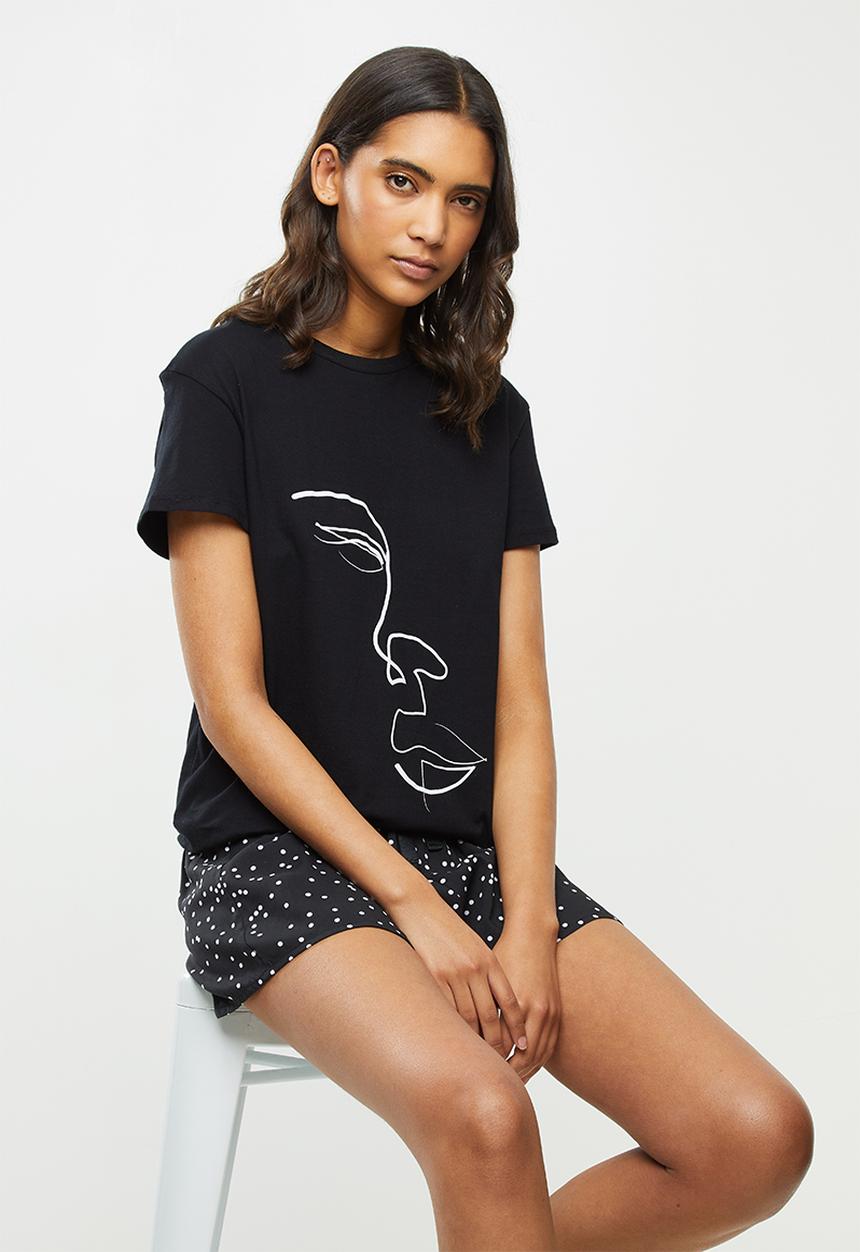 Superbalist - Shorts & tee set - black & white 