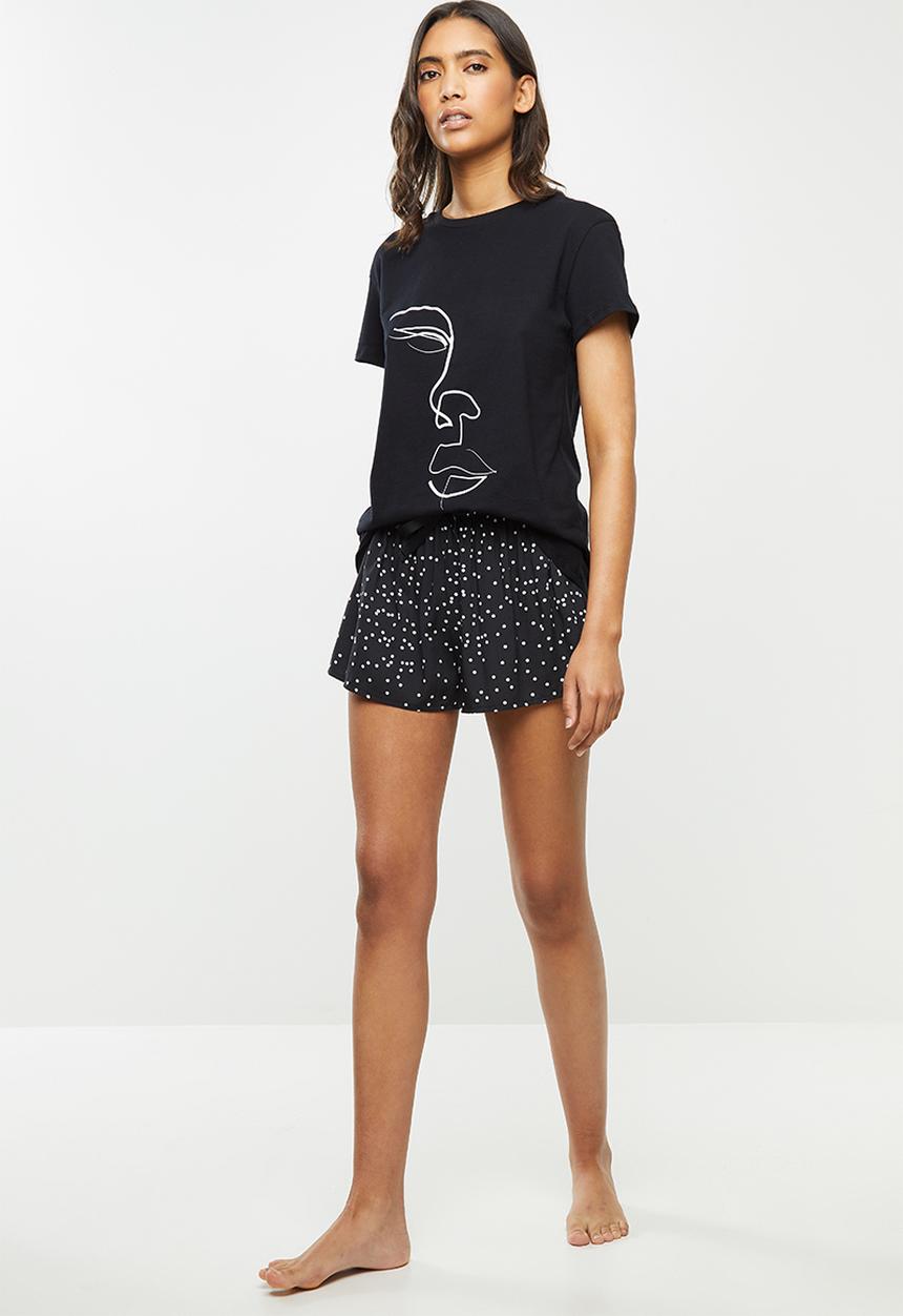 Superbalist - Shorts & tee set - black & white 