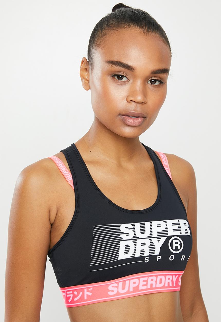 Superdry. - Training graphic bra - coral & black 