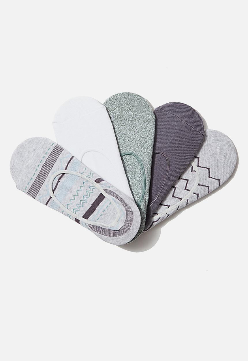 Cotton On - 5 pack low cut sock - grisaille chevron