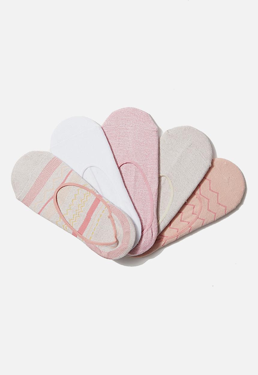 Cotton On - 5 pack low cut sock - misty rose chevron
