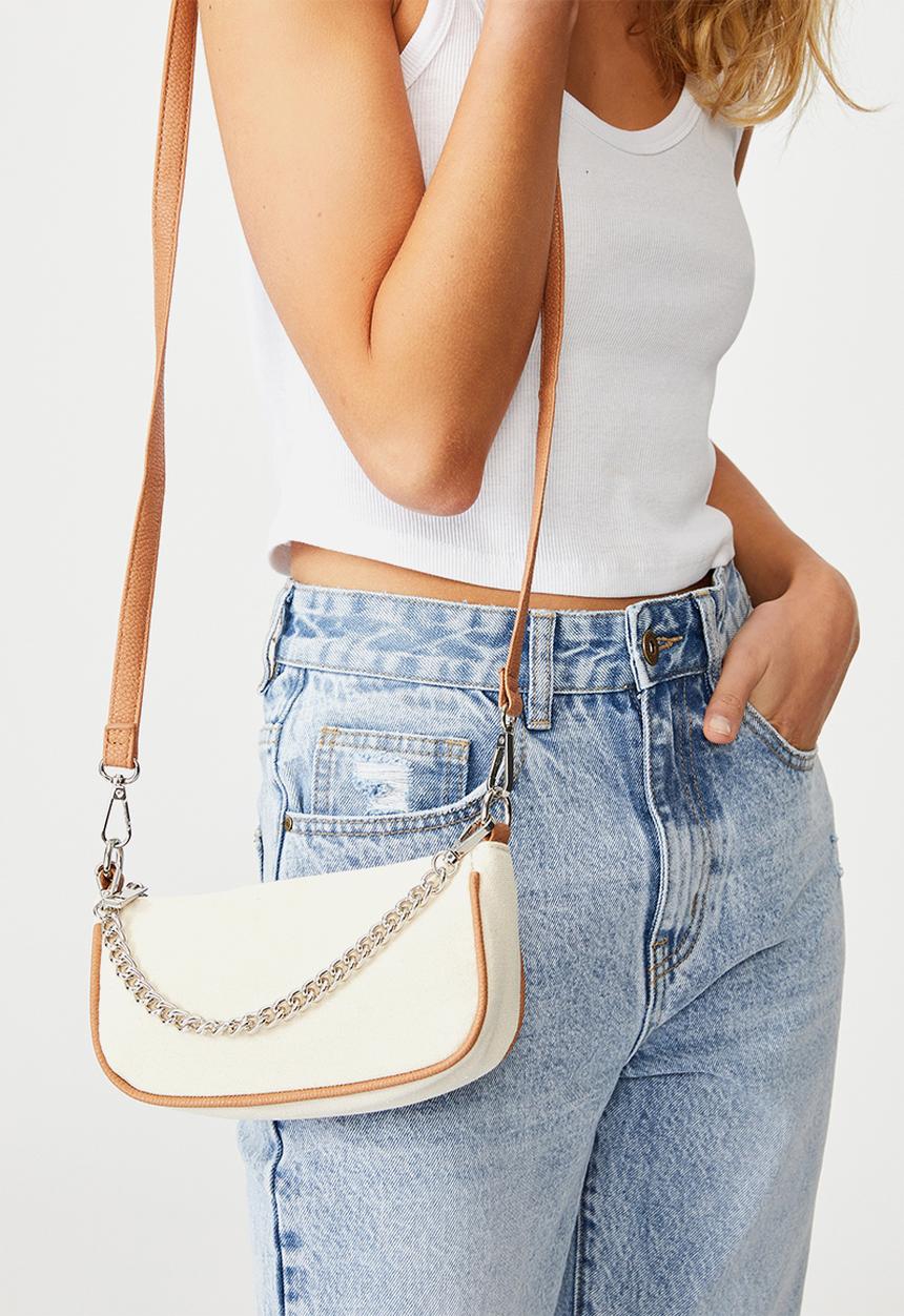 Rubi - Sophia chain cross body bag - tan & cream 