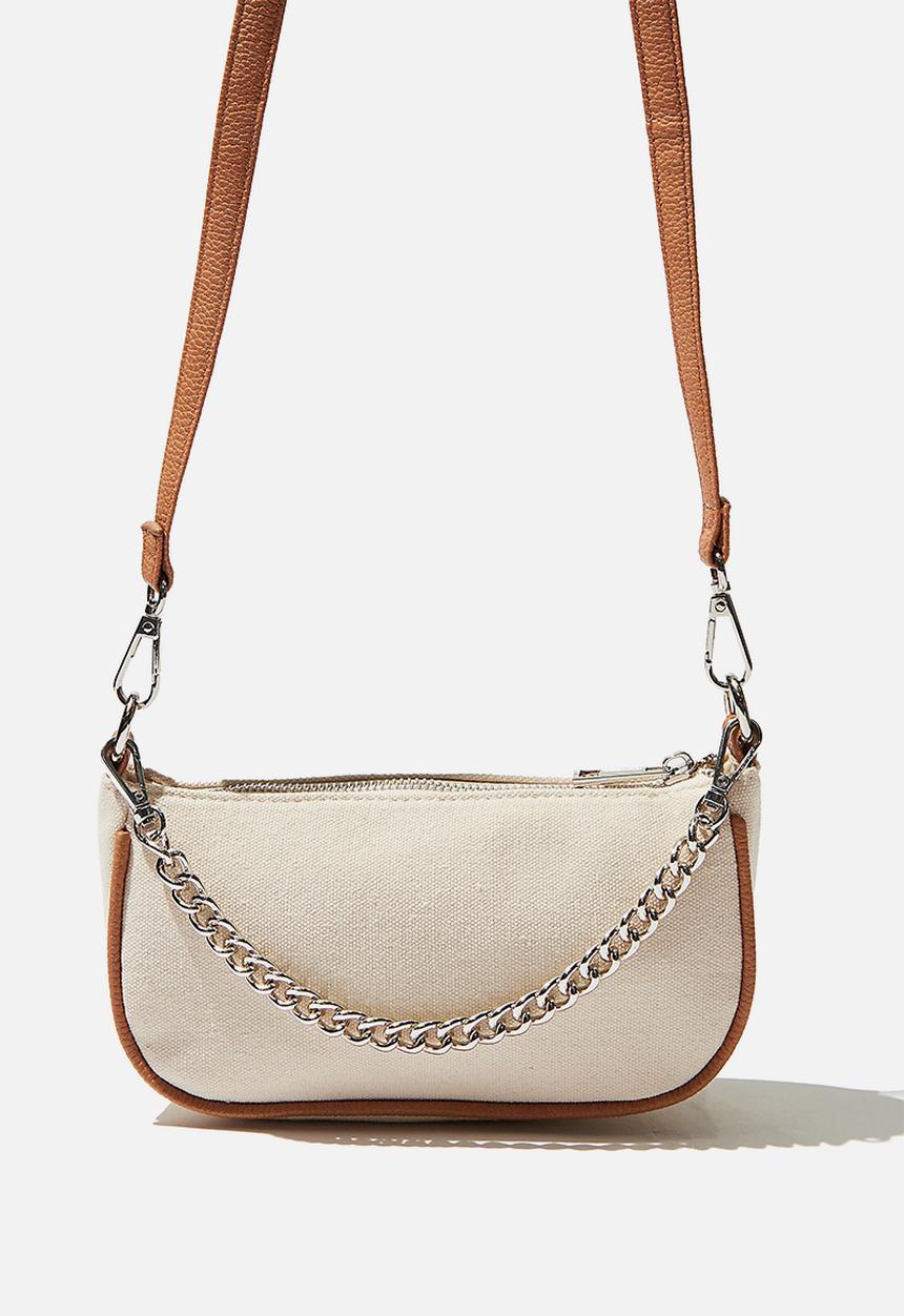 Rubi - Sophia chain cross body bag - tan & cream 
