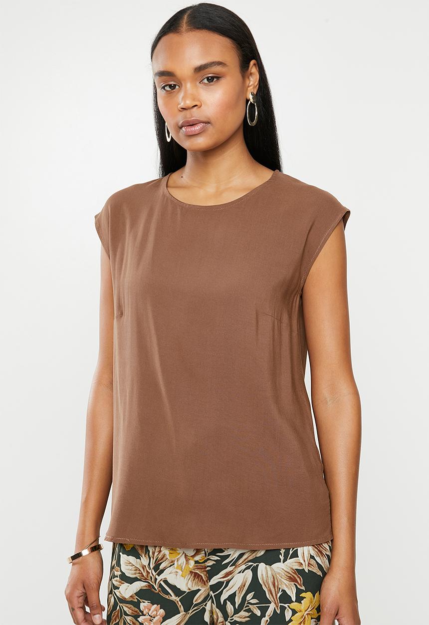 edit - Woven basic shell - brown