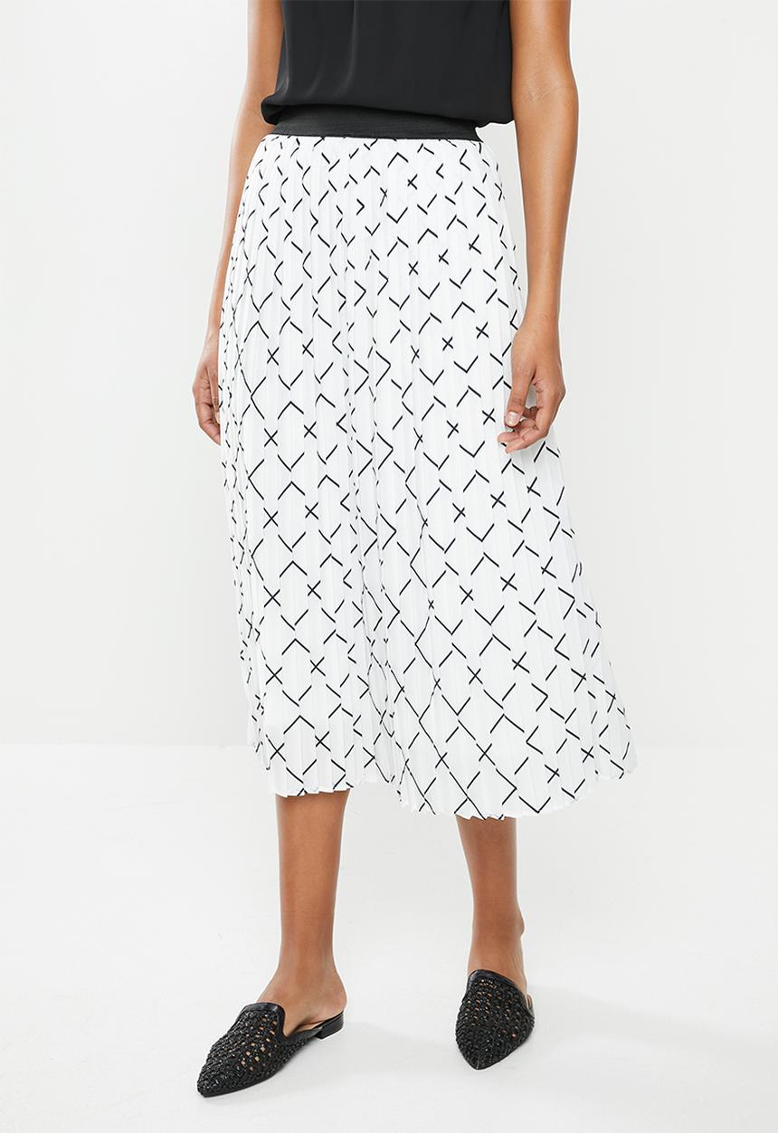 edit - Pleated midi skirt- black & white