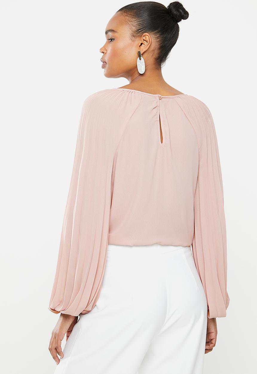 edit - Pleated sleeve blouse - pink