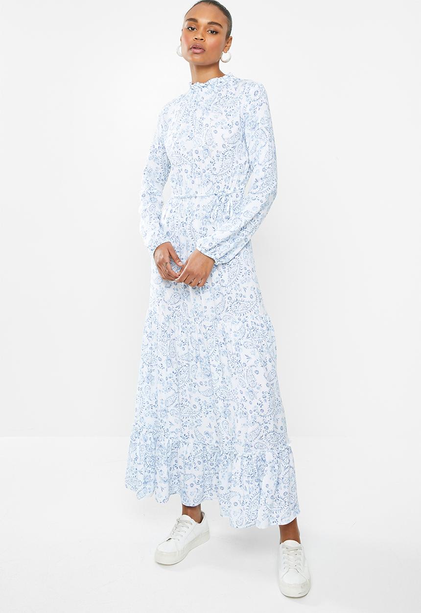 edit - Tiered maxi dress - blue & white