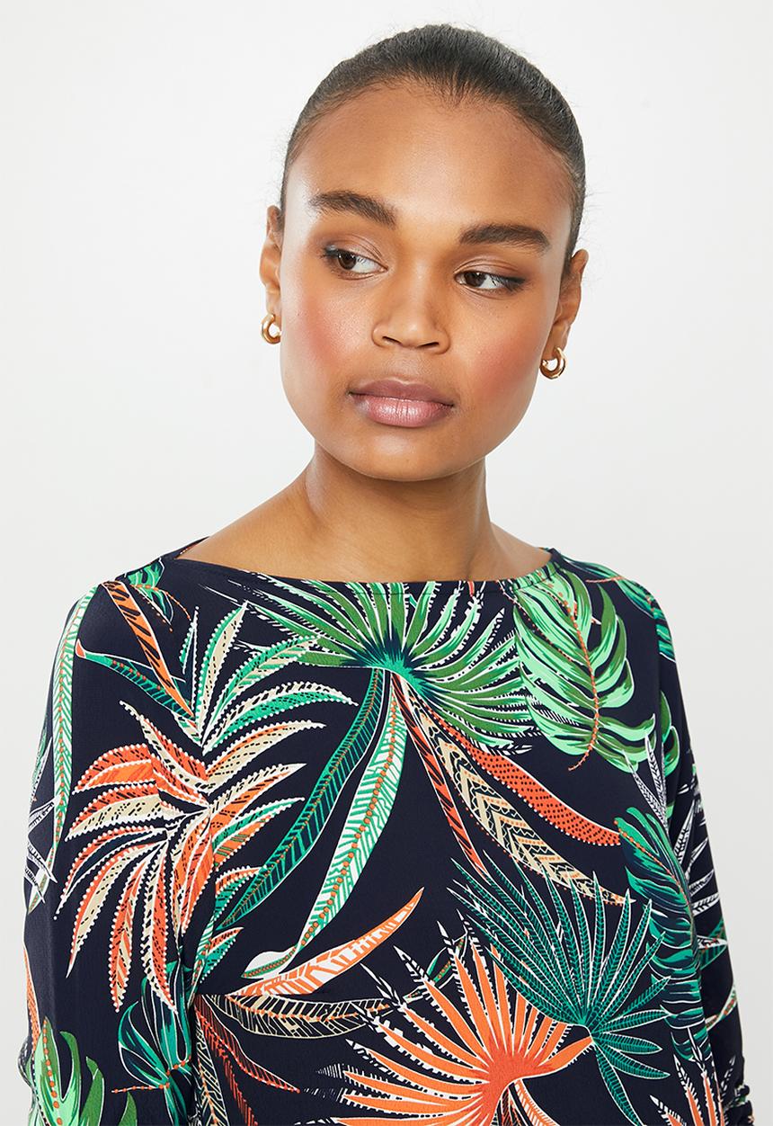 edit - Gauged sleeve woven tunic - multi