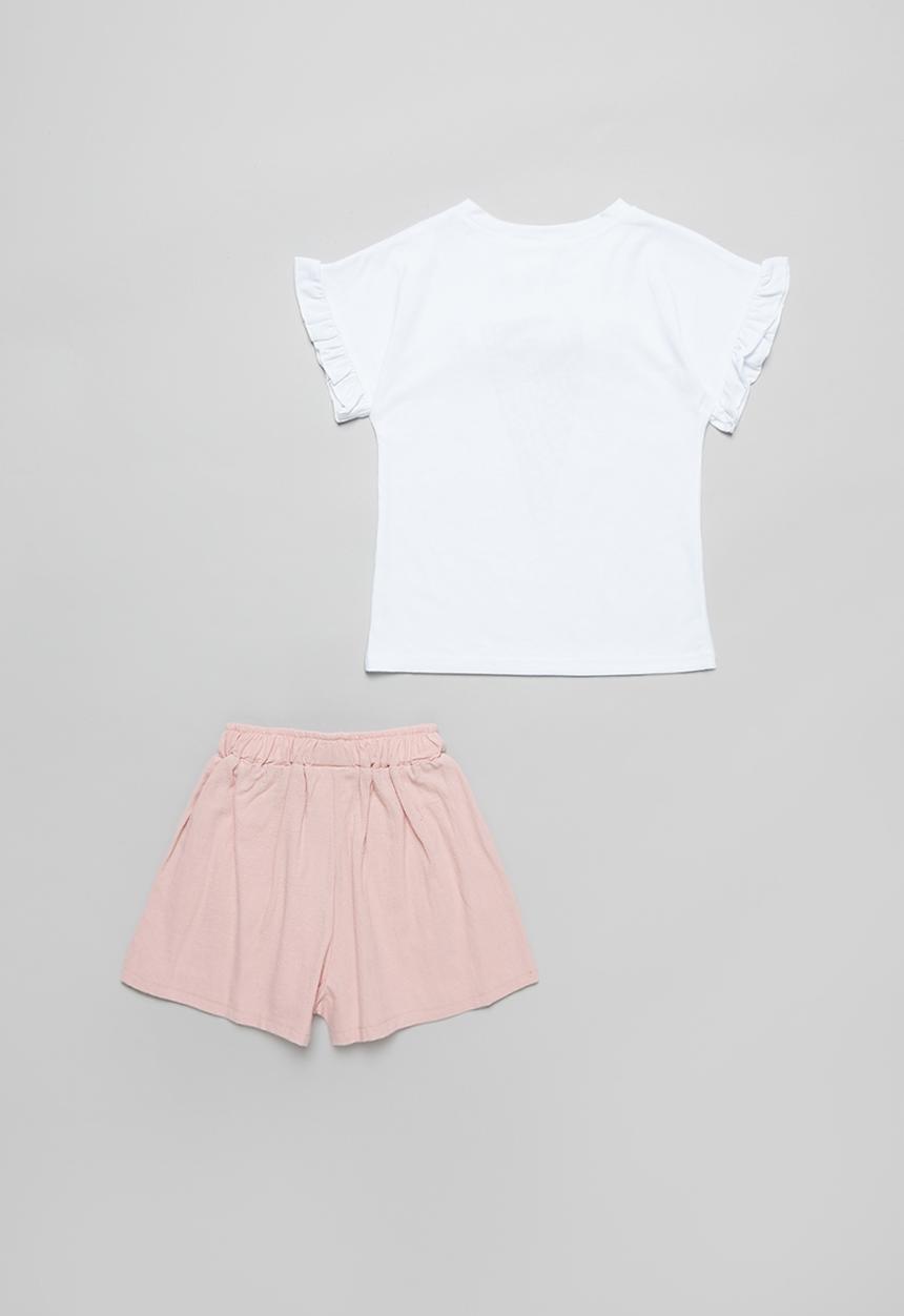 Pop Candy - Girls shorts and tee set - white & pink