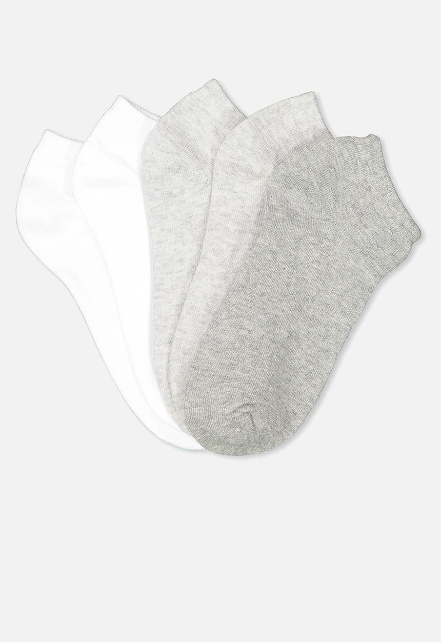 Cotton On - 5 Pack ankle sock - grey & white 