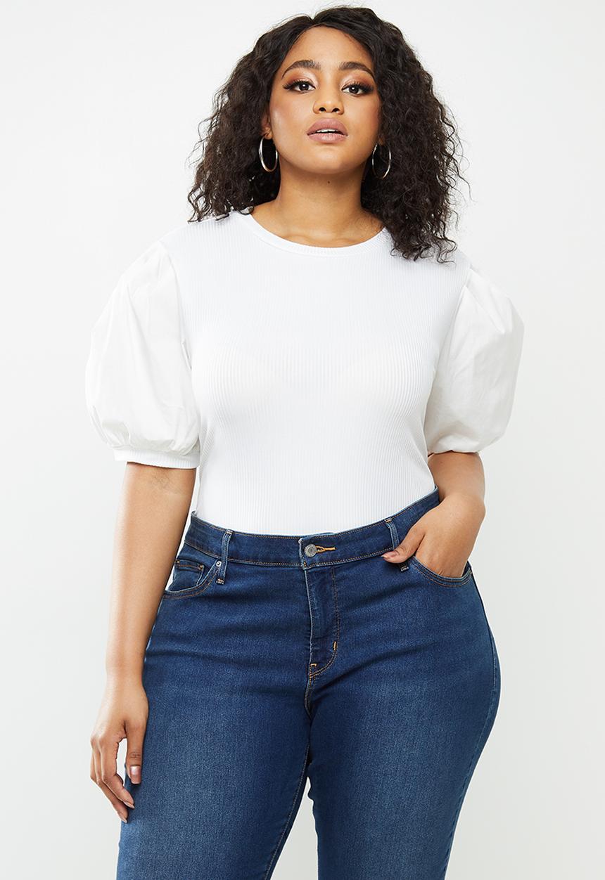 Blake - Rib combo bodysuit - white