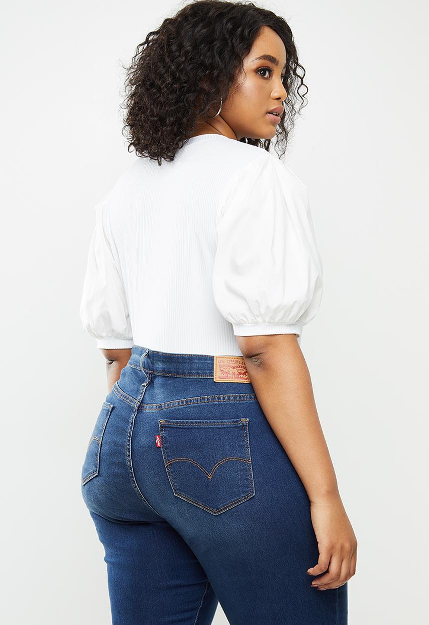 Blake - Rib combo bodysuit - white