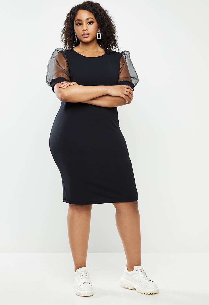 Blake - Crepeon combo bodycon mini dress - black
