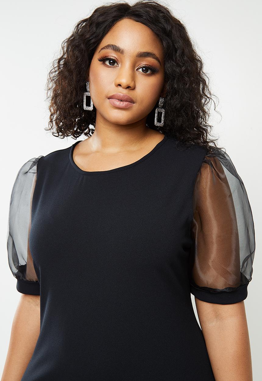 Blake - Crepeon combo bodycon mini dress - black
