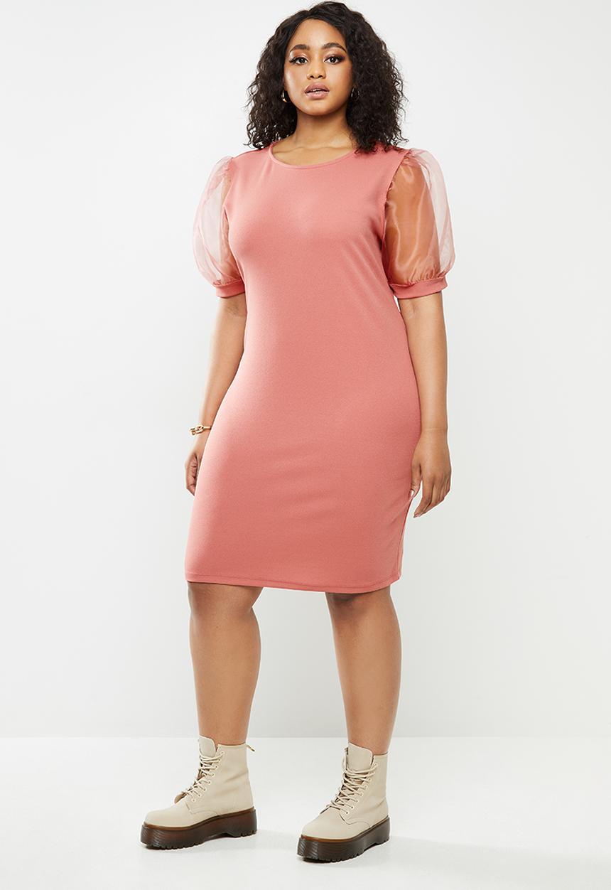 Blake - Crepeon combo bodycon mini dress - pink