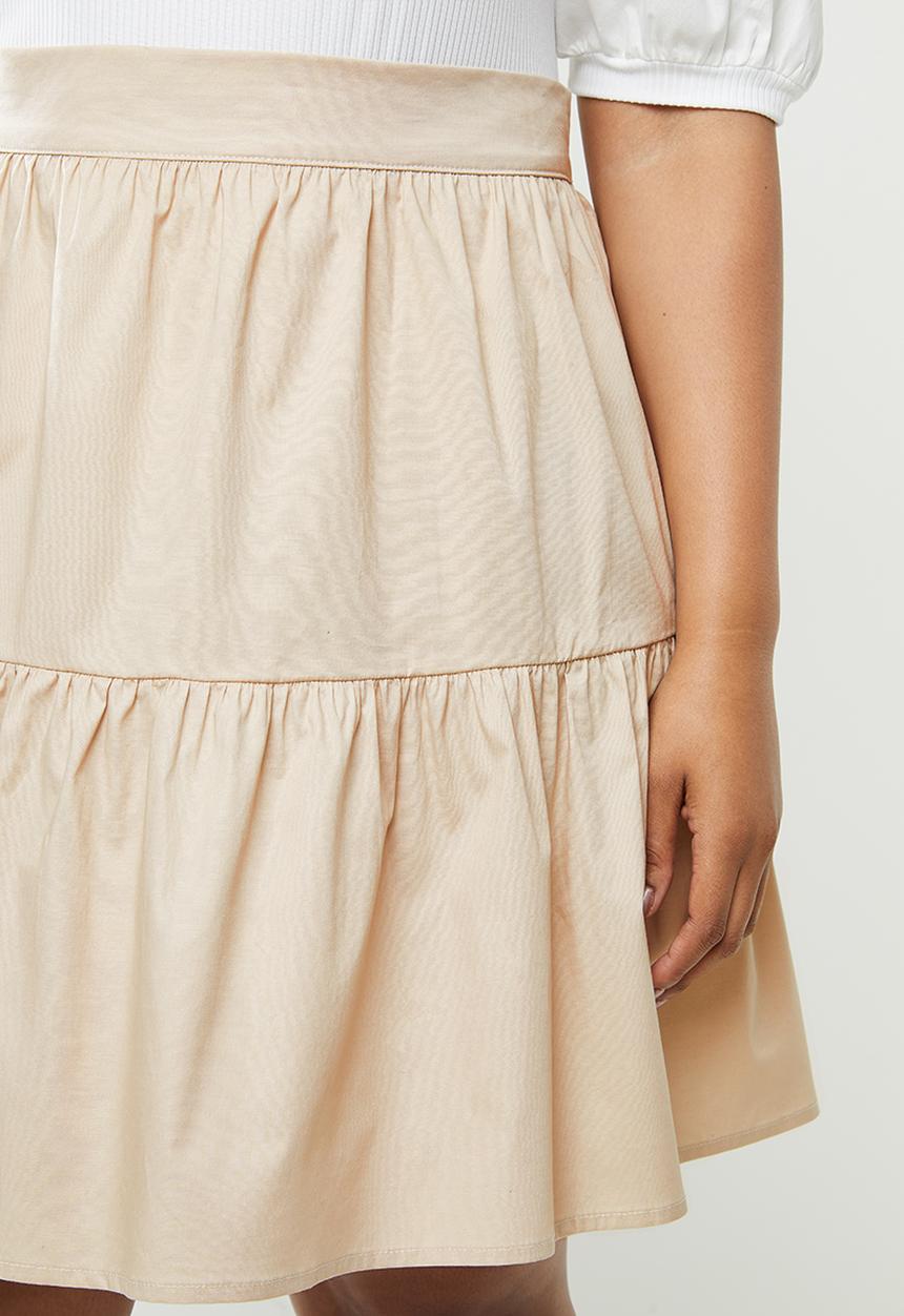 Blake - Cotton poplin tiered mini skirt - beige