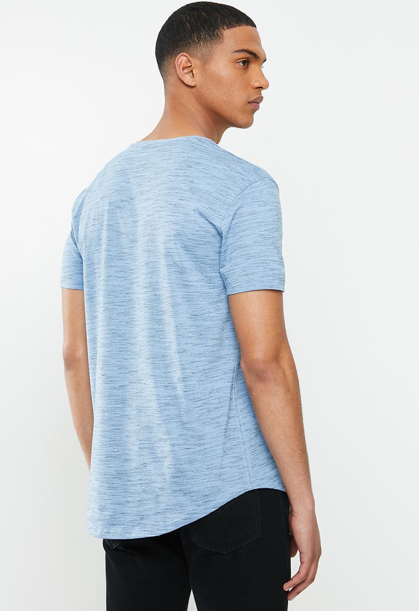 POLO - Oliver space dye vee neck tee - blue