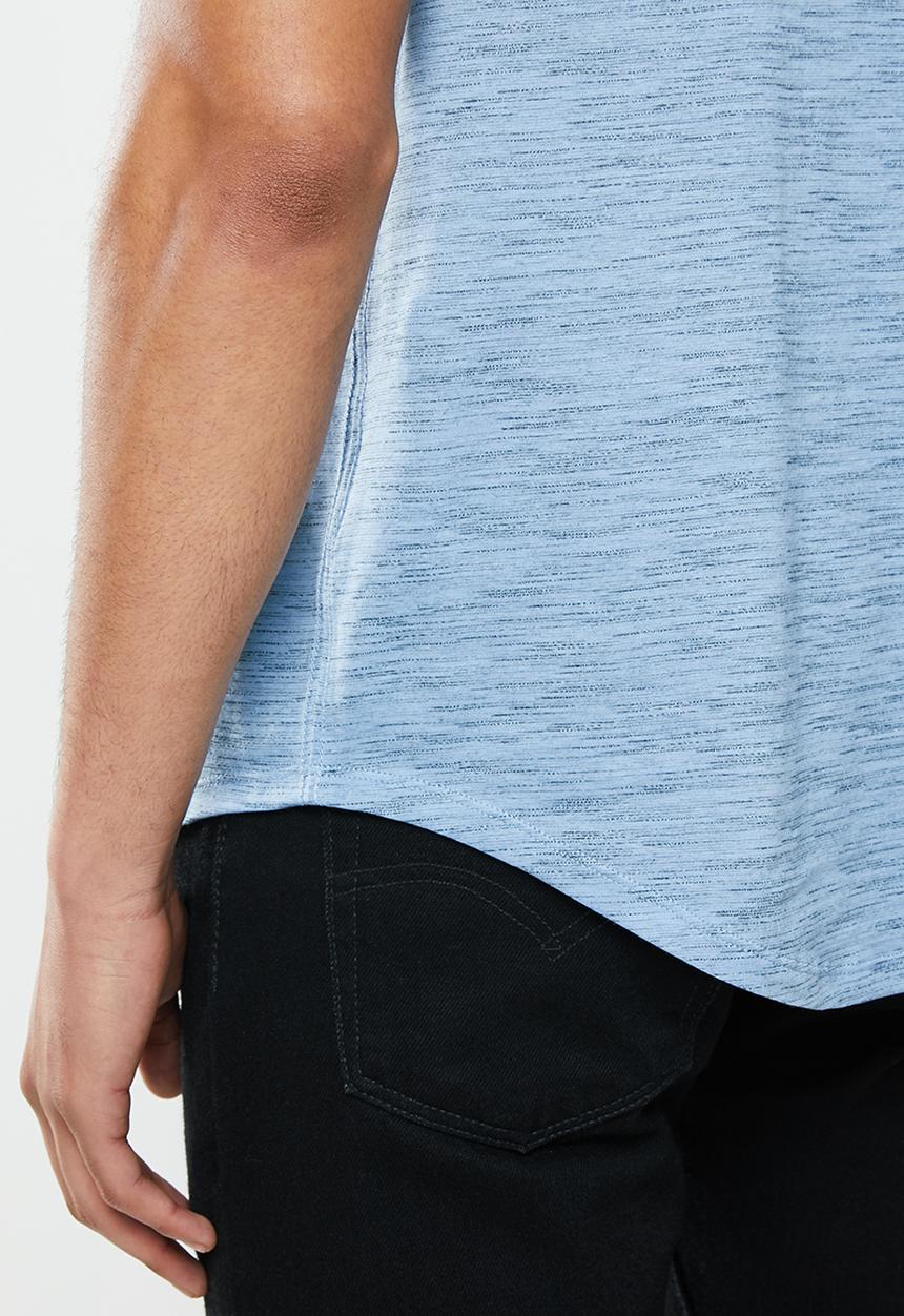 POLO - Oliver space dye vee neck tee - blue