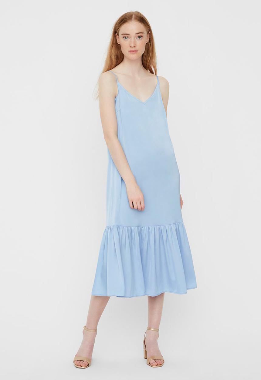 Vero Moda - Laura short length satin calf dress - blue