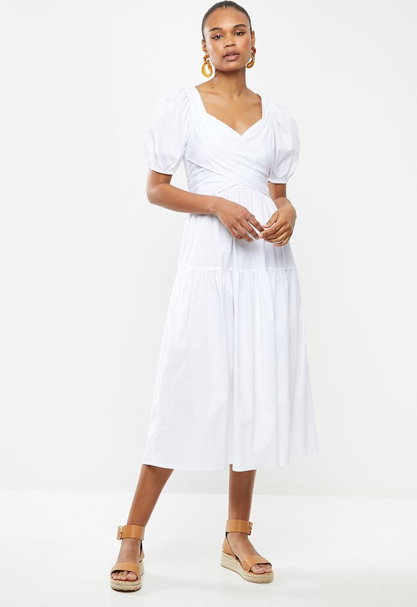 MILLA - Poplin wrap dress - white