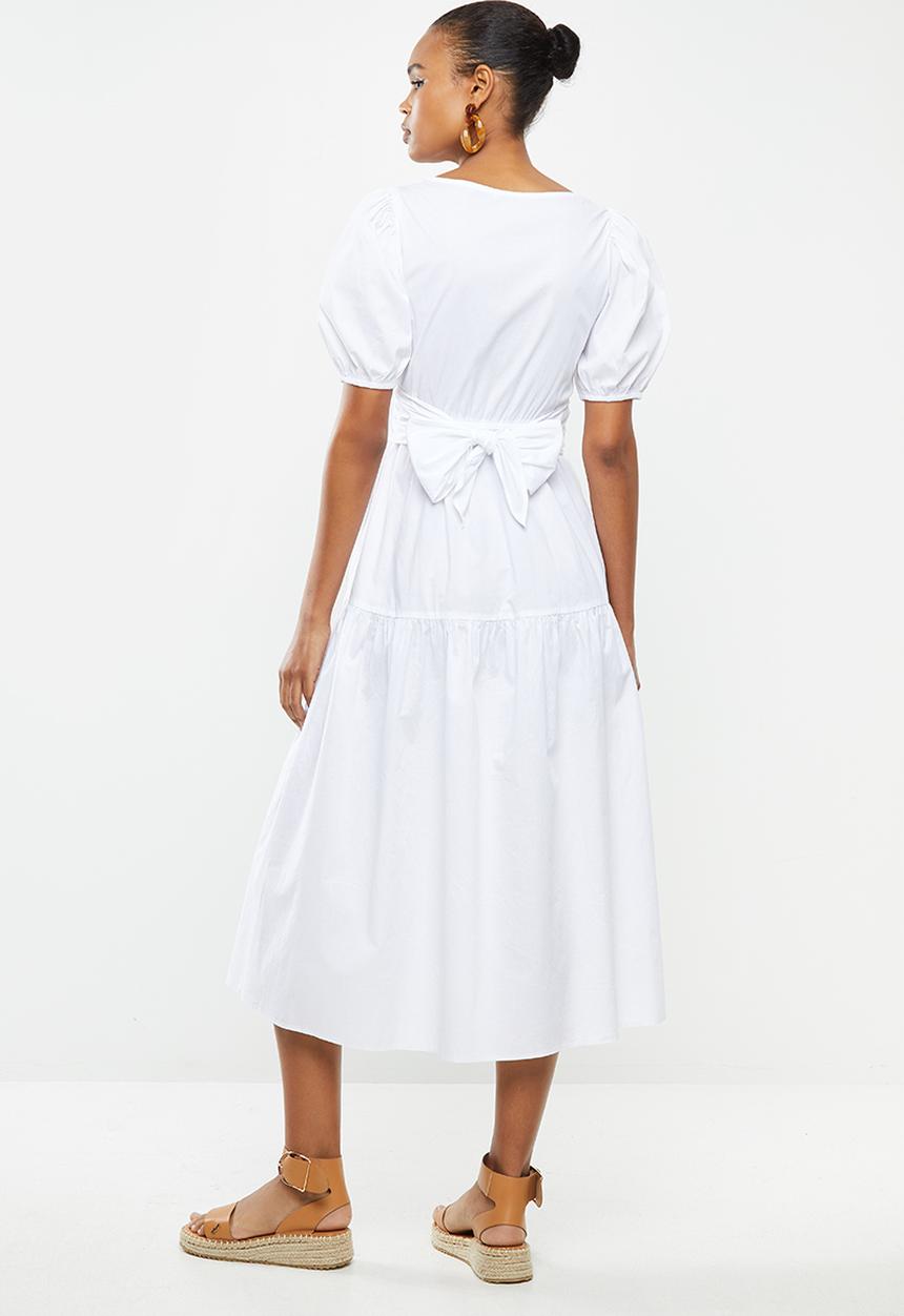 MILLA - Poplin wrap dress - white