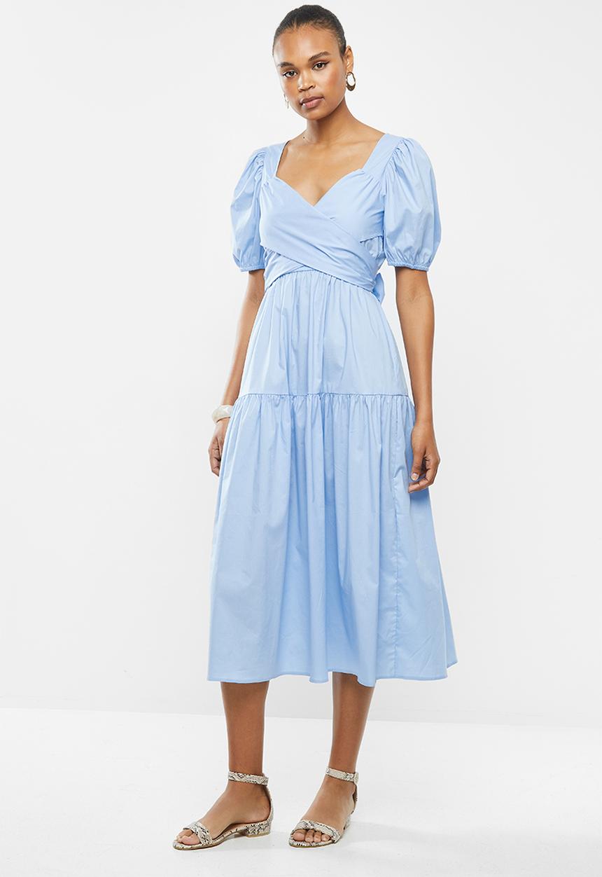 MILLA - Poplin wrap dress - blue
