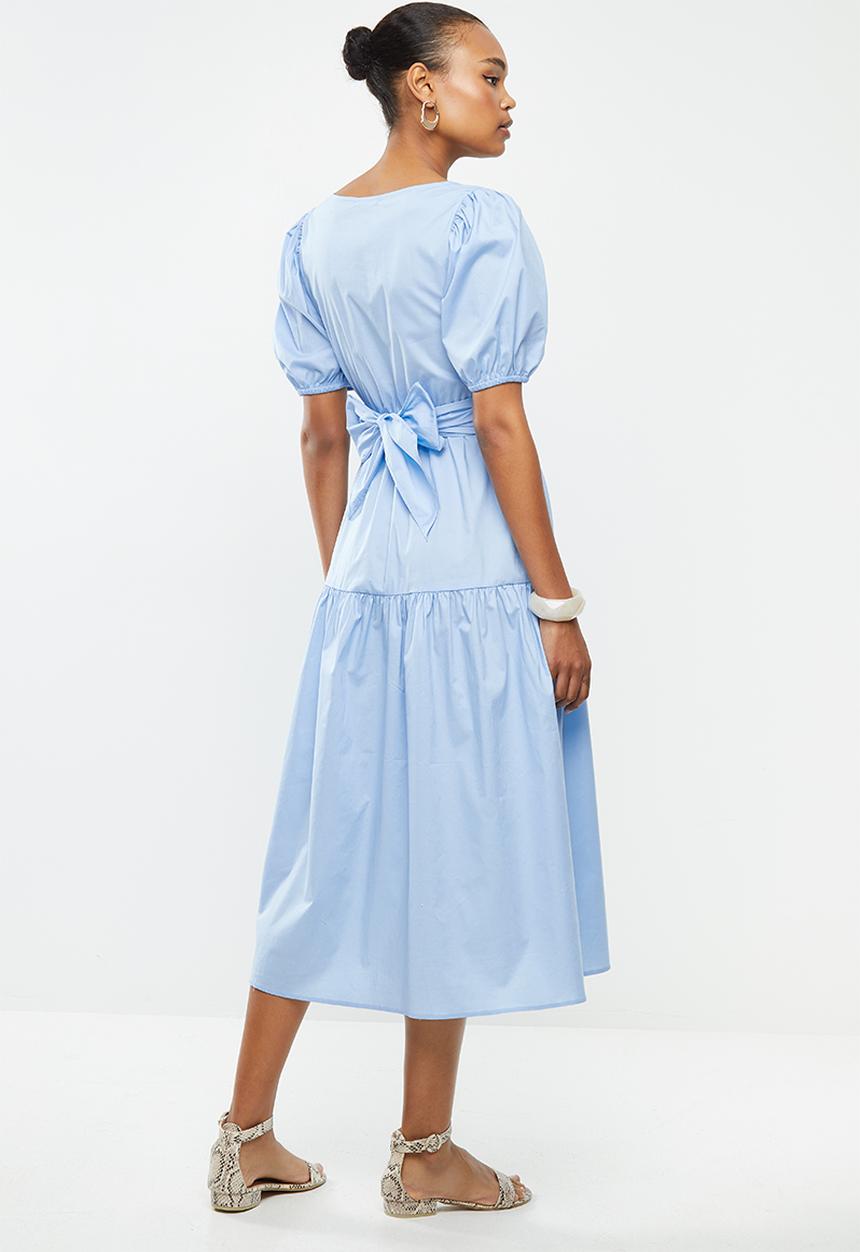 MILLA - Poplin wrap dress - blue