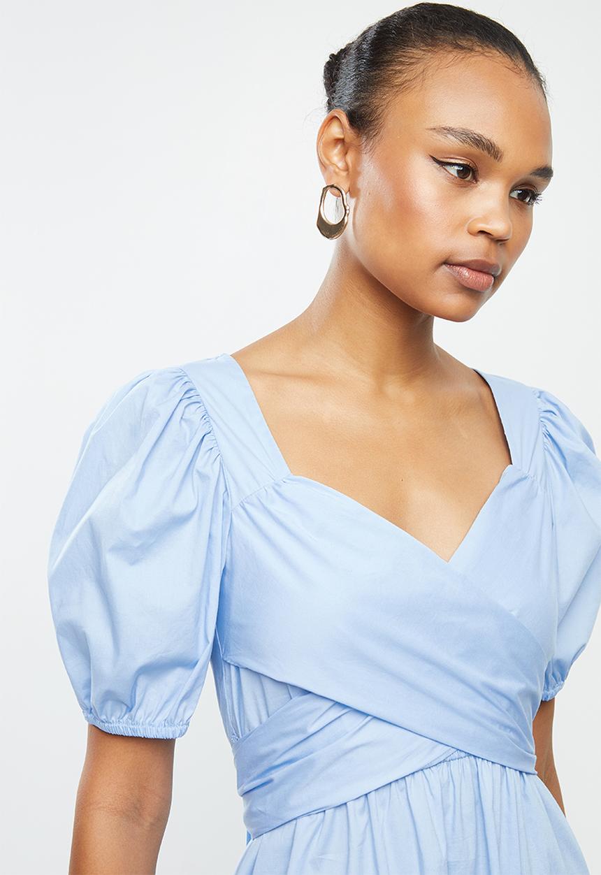 MILLA - Poplin wrap dress - blue