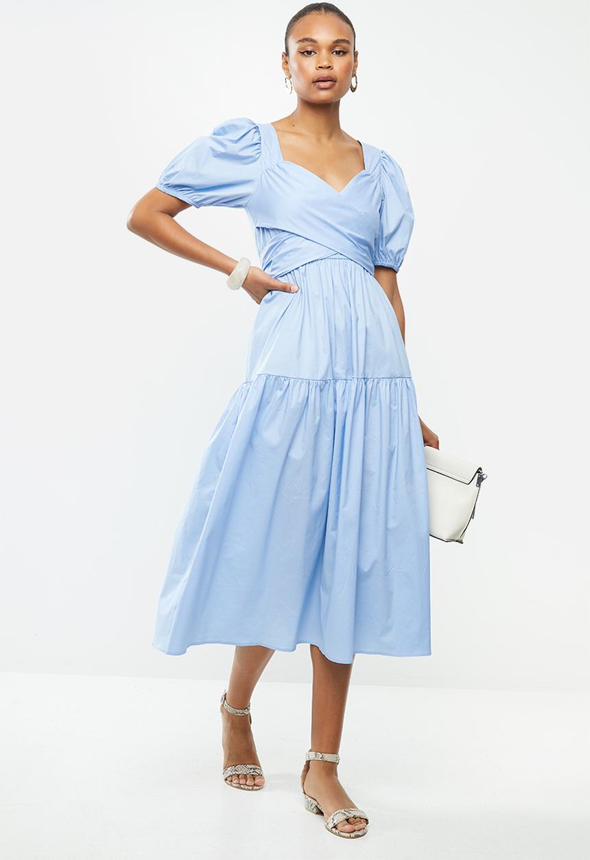 MILLA - Poplin wrap dress - blue