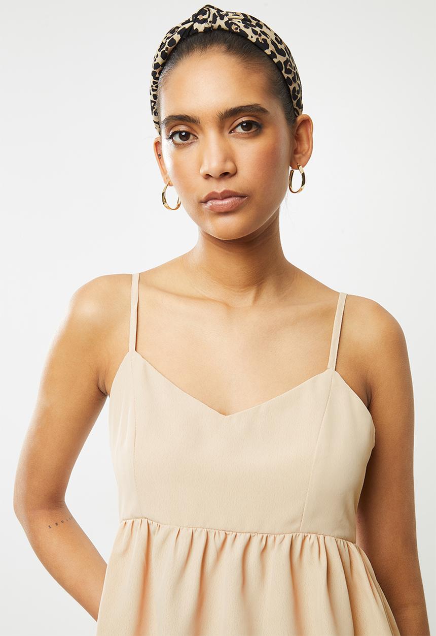 Blake - Satin cami tiered top - beige