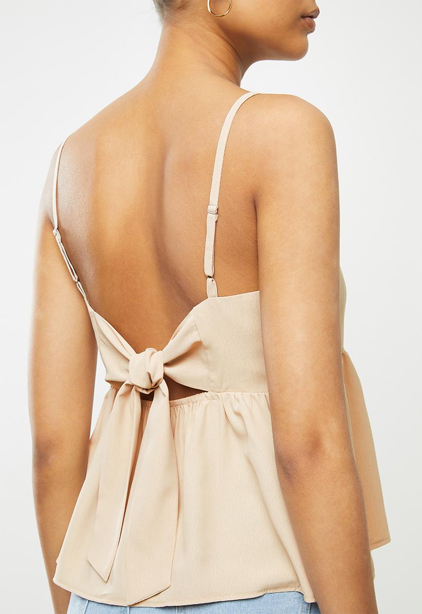 Blake - Satin cami tiered top - beige