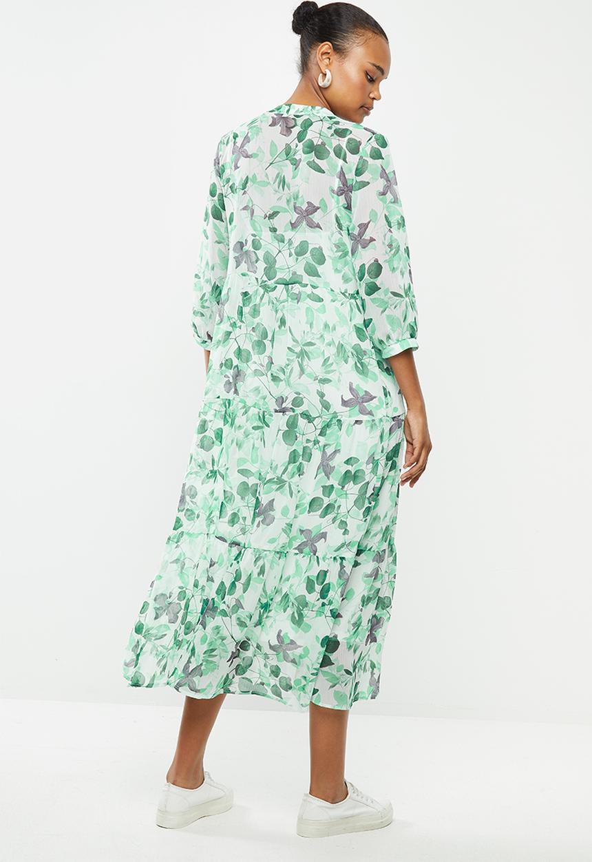 MILLA - Chiffon tiered dress - green floral