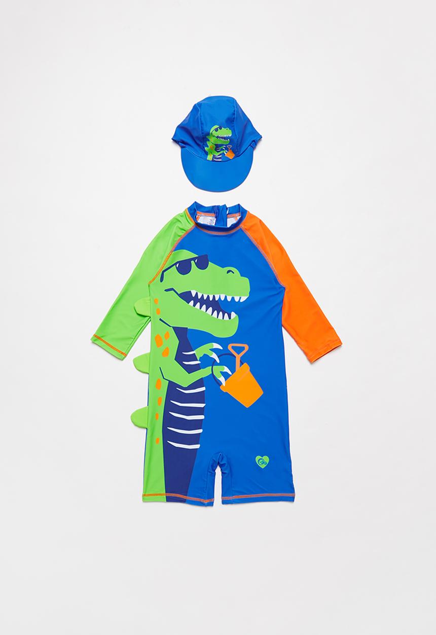 Pop Candy - Boys dino swimsuit - green & blue