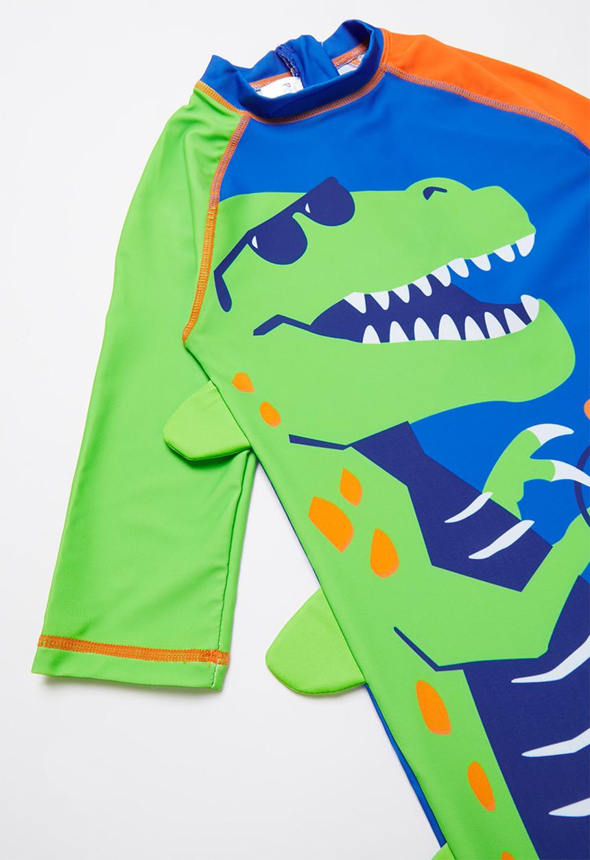 Pop Candy - Boys dino swimsuit - green & blue