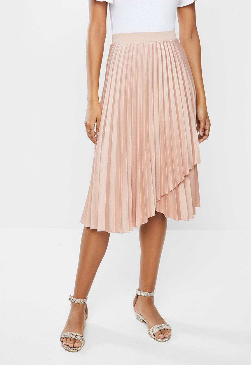 MILLA - Pleated wrap midi skirt - rose dust