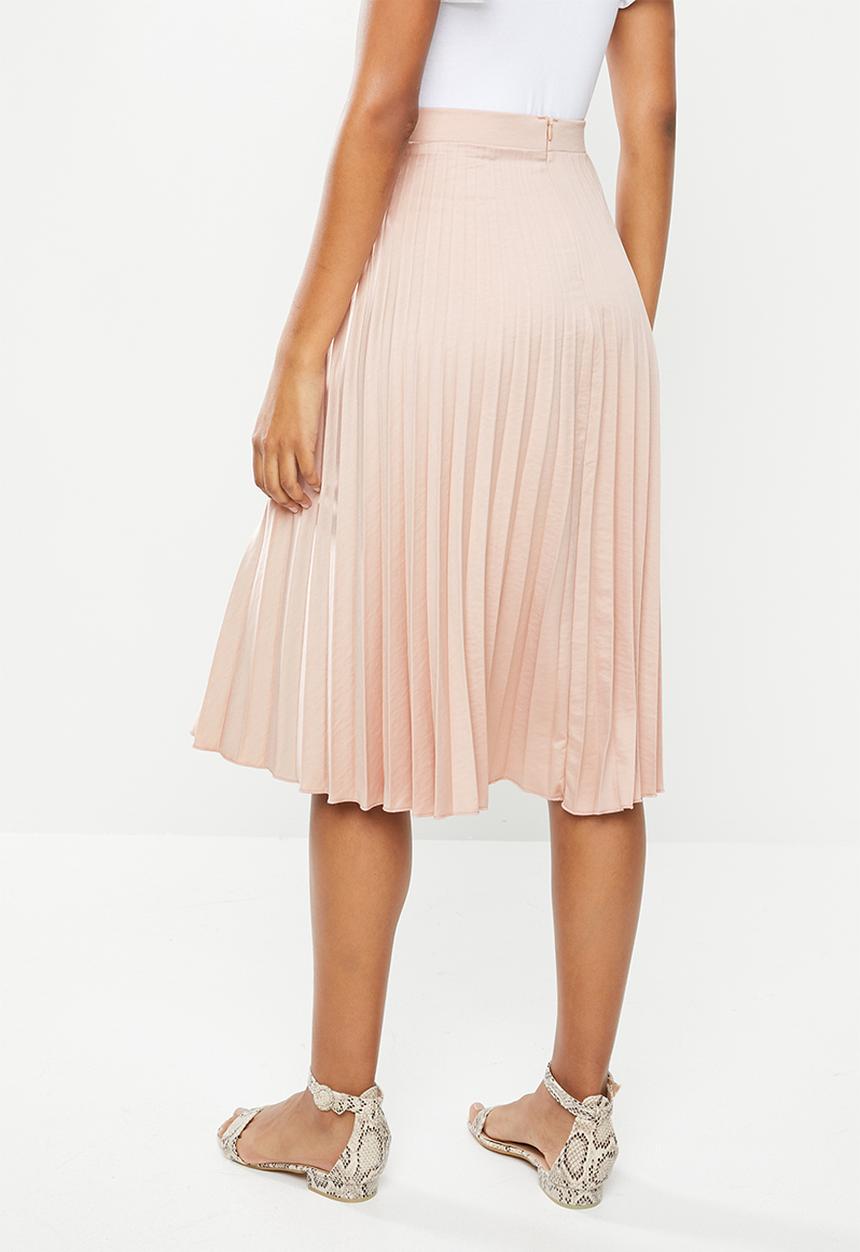 MILLA - Pleated wrap midi skirt - rose dust